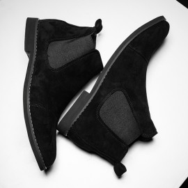 Men's Faux Suede Cap Toe Chelsea Boots, Casual Walking Shoes