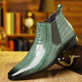 Men's Squared-toe Casual Chelsea Boots, Waterproof Anti-skid Ankle Boots For Business Office, Spring Autumn And Winter