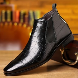 Men's Squared-toe Casual Chelsea Boots, Waterproof Anti-skid Ankle Boots For Business Office, Spring Autumn And Winter