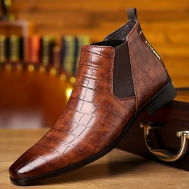 Men's Squared-toe Casual Chelsea Boots, Waterproof Anti-skid Ankle Boots For Business Office, Spring Autumn And Winter