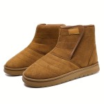 Men's Slip Resistant Snow Boots With Hook And Loop Fastener, Winter Thermal Shoes, Windproof Boots With Faux Fur Lining