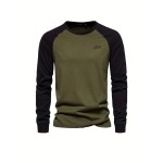 Color Block Print Men's Casual Comfy Long Sleeve T-shirt, Men's Clothes For Spring Summer Autumn, Tops For Men, Gift For Men