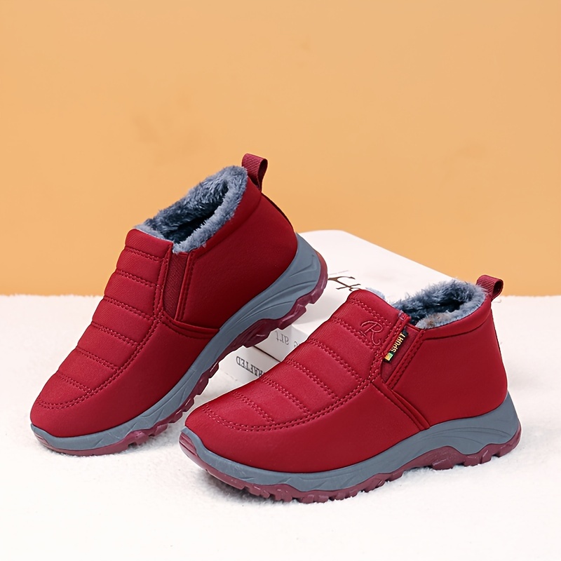 womens solid color winter sneakers soft sole platform fleece lining shoes plush non slip low top shoes details 7