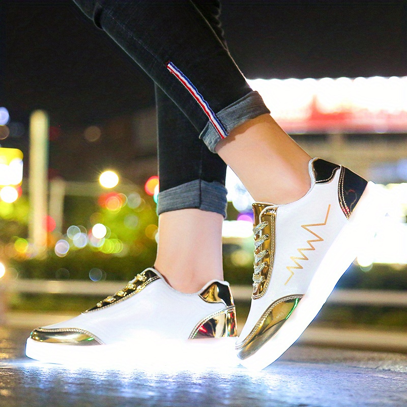 womens colorful luminous sneakers lace up low top lightweight outdoor shoes casual sporty footwear details 3