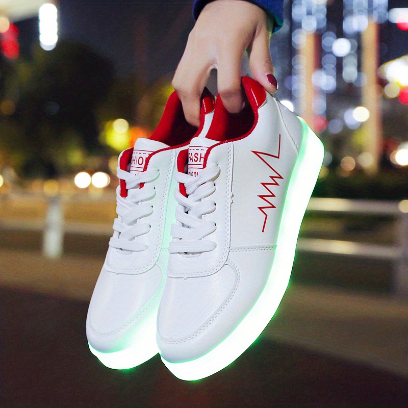 womens colorful luminous sneakers lace up low top lightweight outdoor shoes casual sporty footwear details 13