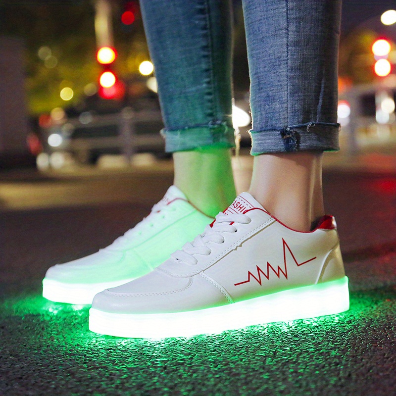 womens colorful luminous sneakers lace up low top lightweight outdoor shoes casual sporty footwear details 14