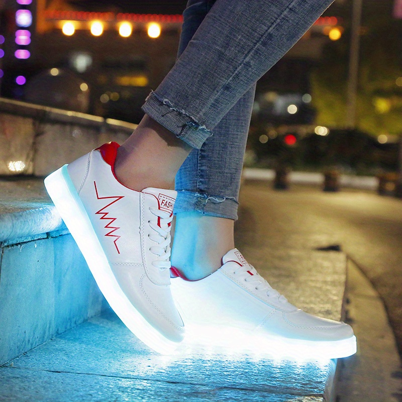 womens colorful luminous sneakers lace up low top lightweight outdoor shoes casual sporty footwear details 16