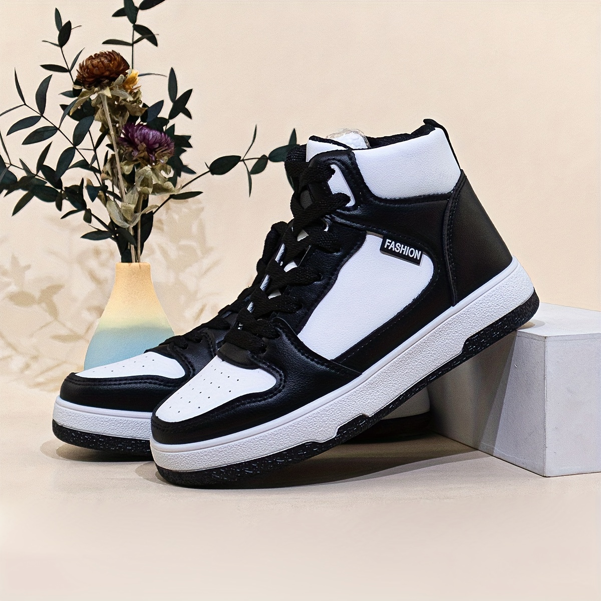 womens colorblock casual sneakers lace up comfy platform sporty trainers versatile high top daily shoes details 0